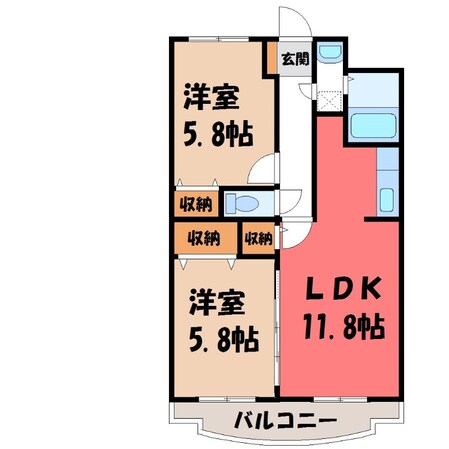 雀宮駅 バス5分  茂原観音入口下車：停歩3分 3階の物件間取画像